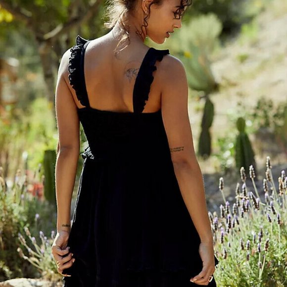 Free People Somewhere Tropical Mini Dress Black M - Picture 4 of 8
